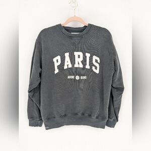 Anine Bing Ramona University Paris Sweatshirt Washed Black Womens Size Small